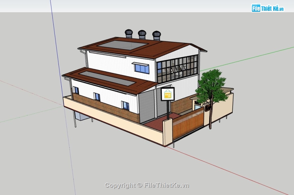 văn phòng 2 tầng,sketchup văn phòng làm việc,file su văn phòng công ty,mẫu su văn phòng