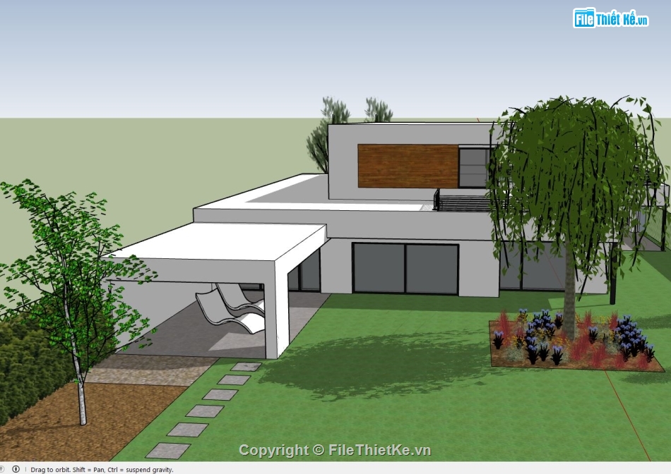 sketchup villa 2 tầng,model villa 2 tầng,mẫu 3dsu villa 2 tầng