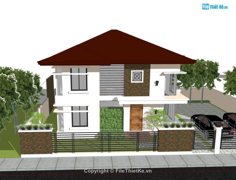 su biệt thự,sketchup biệt thự,su biệt thự 2 tầng,sketchup biệt thự 2 tầng,biệt thự 2 tầng