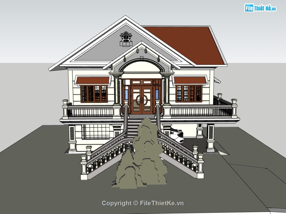 biệt thự 2 tầng,su biệt thự,sketchup biệt thự