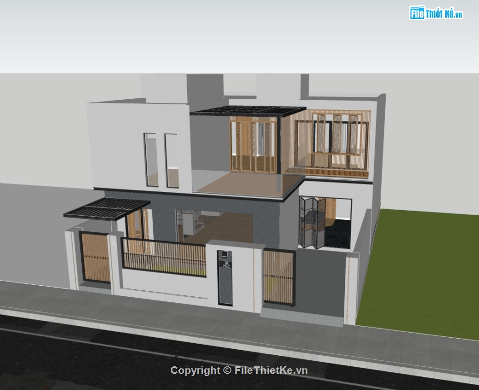 biệt thự,sketchup biệt thự,biệt thự 2 tầng