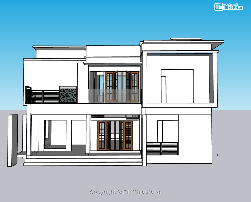 biệt thự 2 tầng,su biệt thự,sketchup biệt thự