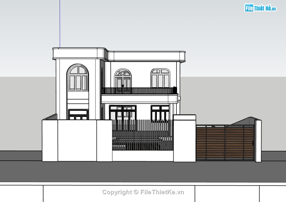 biệt thự 2 tầng,su biệt thự 2 tầng,sketchup biệt thự 2 tầng