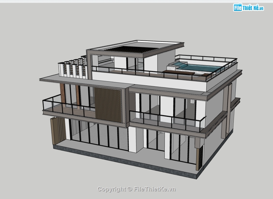 biệt thự 2 tầng,su biệt thự 2 tầng,sketchup biệt thự