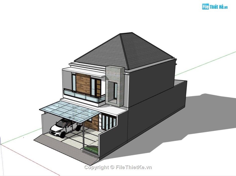 biệt thự 2 tầng,file sketchup biệt thự 2 tầng,phối cảnh biệt thự 2 tầng,mẫu biệt thự 2 tầng