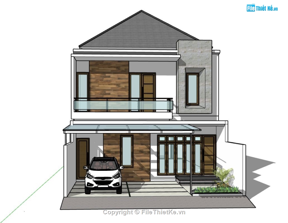 biệt thự 2 tầng,file sketchup biệt thự 2 tầng,phối cảnh biệt thự 2 tầng,mẫu biệt thự 2 tầng