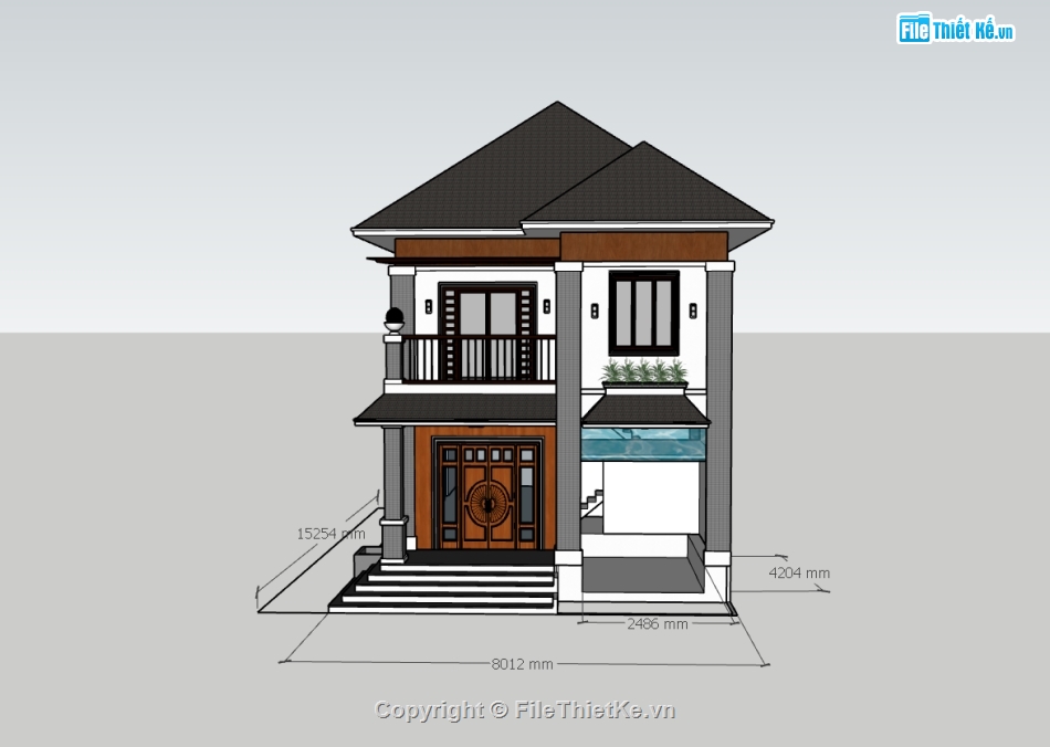 biệt thự 2 tầng,su biệt thự,sketchup biệt thự,biệt thự sketchup