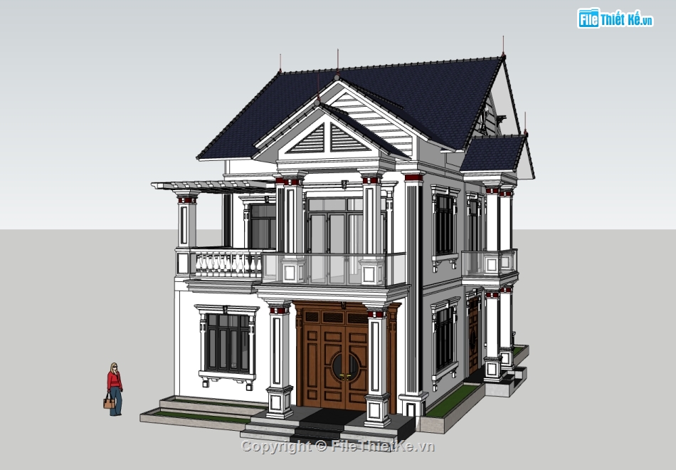 biệt thự 2 tầng,su biệt thự,sketchup biệt thự