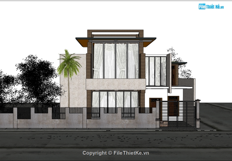 biệt thự 2 tầng,su biệt thự,sketchup biệt thự