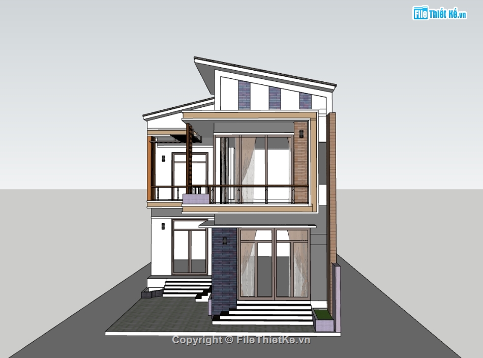 biệt thự 2 tầng,su biệt thự,sketchup biệt thự