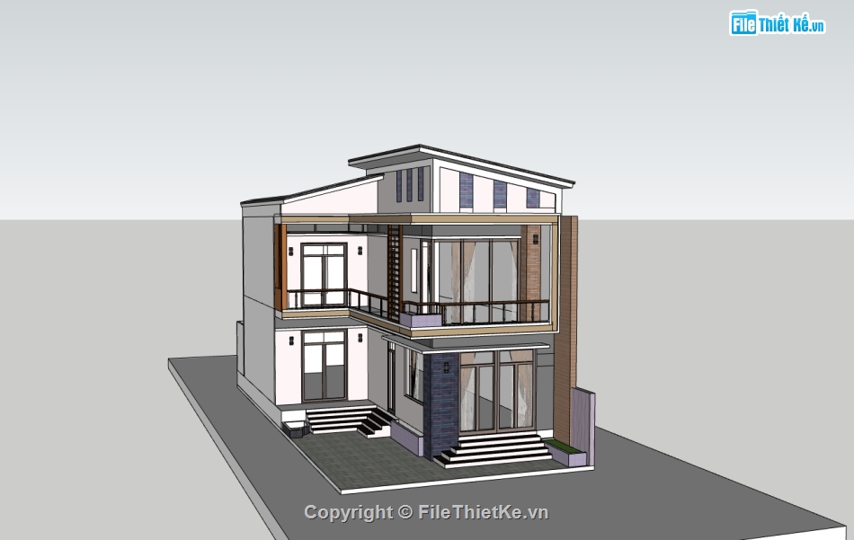 biệt thự 2 tầng,su biệt thự,sketchup biệt thự