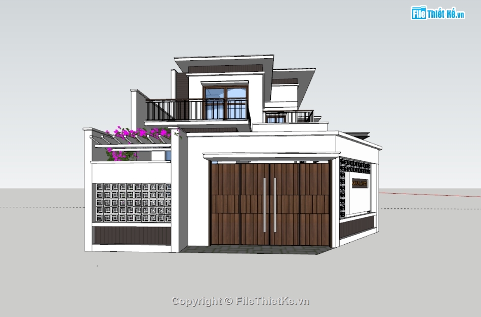 biệt thự 2 tầng,su biệt thự,sketchup biệt thự