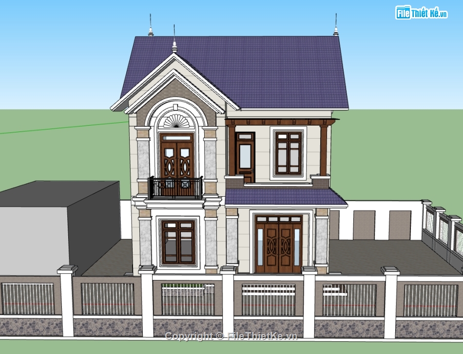 biệt thự 2 tầng,su biệt thự,sketchup biệt thự