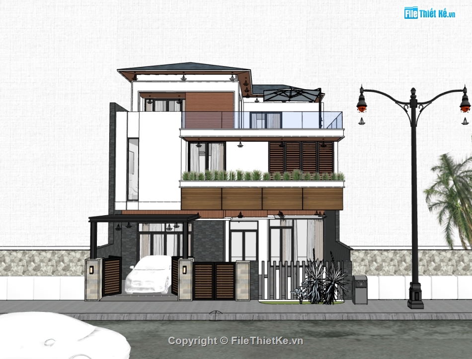 biệt thự 3 tầng,su biệt thự,sketchup biệt thự