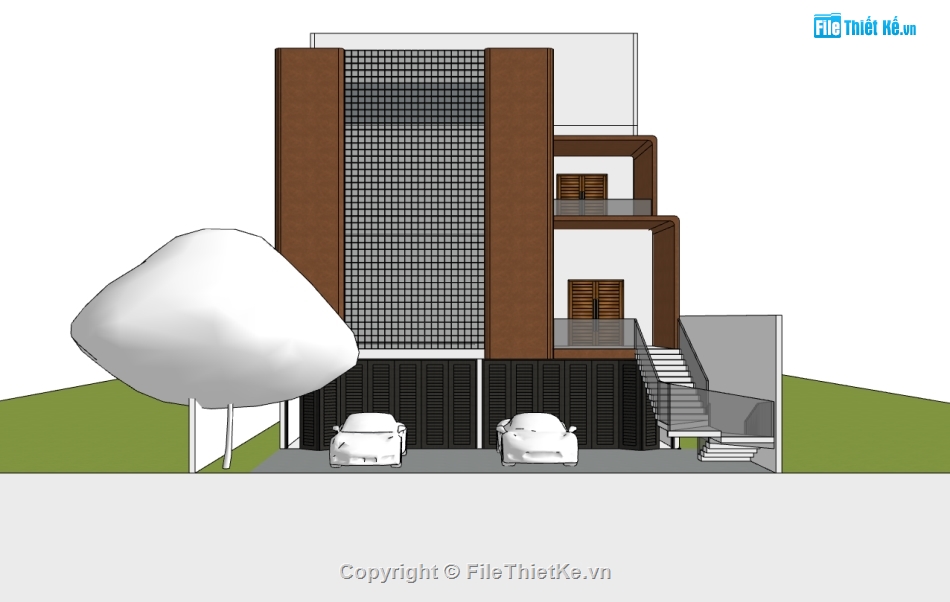 biệt thự 3 tầng,su biệt thự,sketchup biệt thự