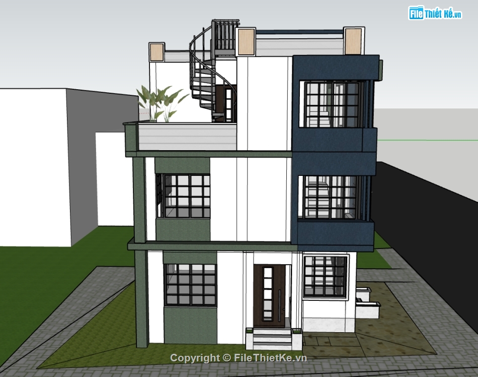 biệt thự 3 tầng,su biệt thự,sketchup biệt thự