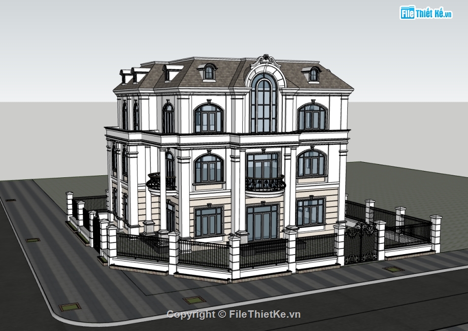 biệt thự 3 tầng,su biệt thự,sketchup biệt thự,su biệt thự 3 tầng