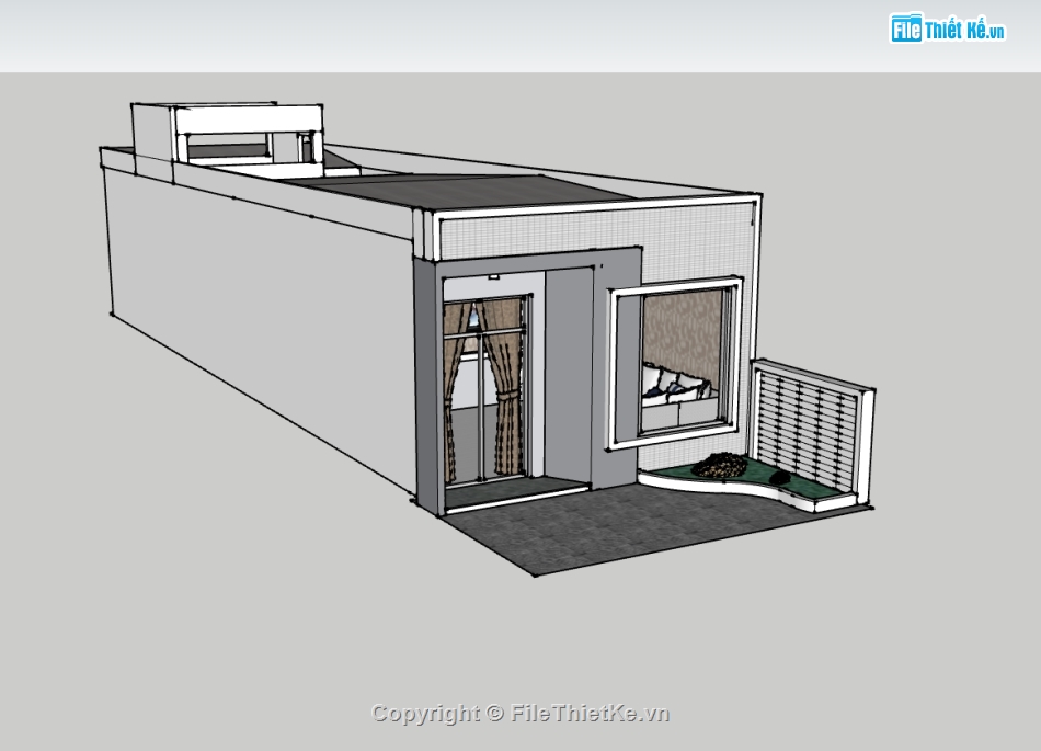 nhà 1 tầng,su nhà 1 tầng,sketchup nhà 1 tầng