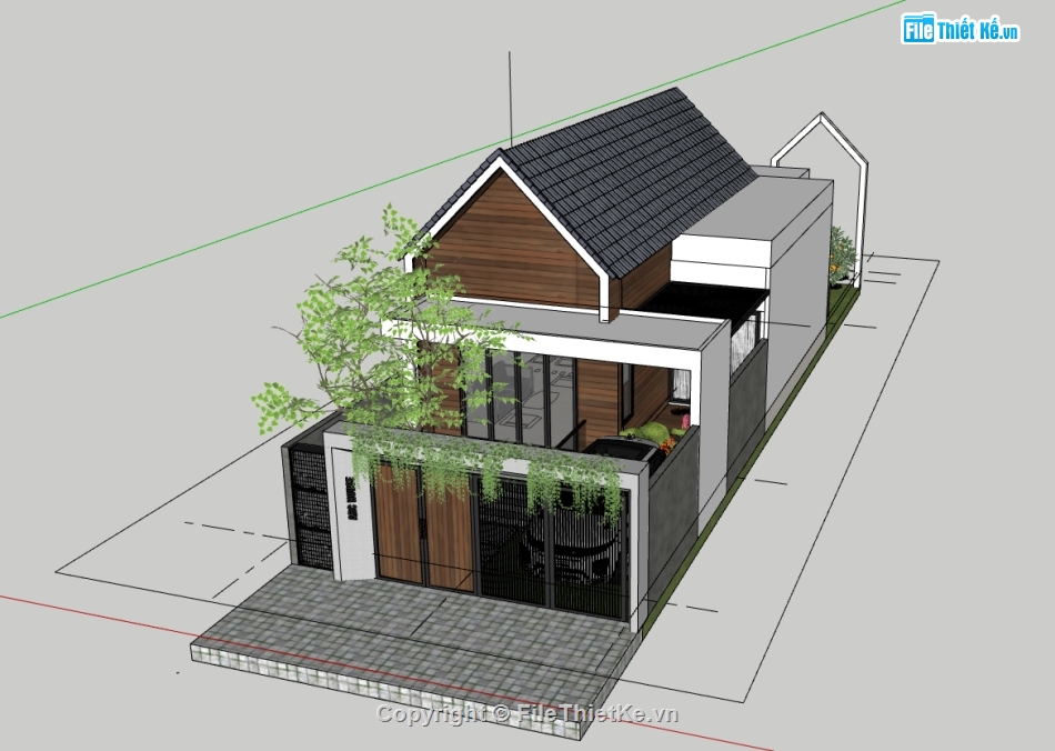 nhà 1 tầng,sketchup nhà 1 tầng,su nhà 1 tầng