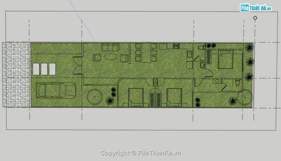 nhà 1 tầng,sketchup nhà 1 tầng,su nhà 1 tầng