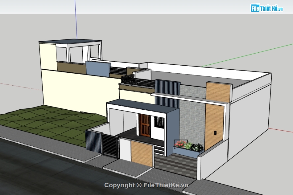 nhà 1 tầng,su nhà 1 tầng,sketchup nhà 1 tầng