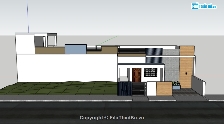 nhà 1 tầng,su nhà 1 tầng,sketchup nhà 1 tầng