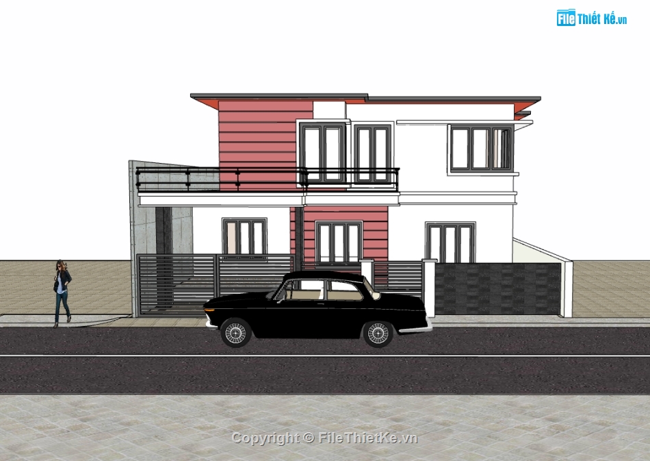 nhà 2 tầng,sketchup nhà 2 tầng,su nhà 2 tầng