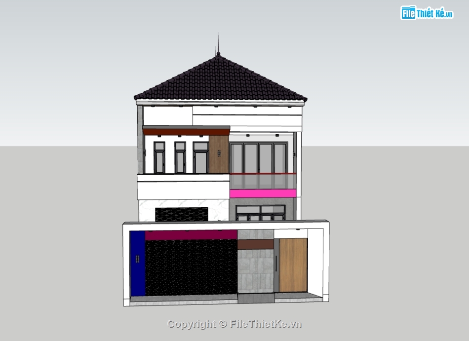 su nhà 2 tầng,sketchup nhà 2 tầng,nhà 2 tầng