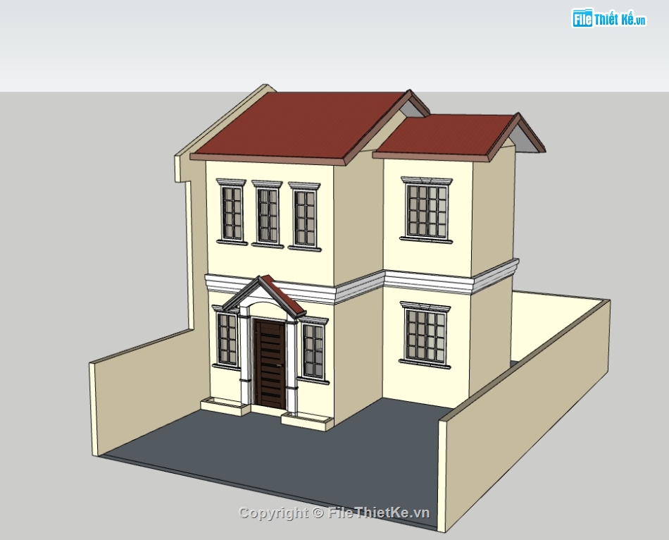 su nhà 2 tầng,sketchup nhà 2 tầng,nhà 2 tầng