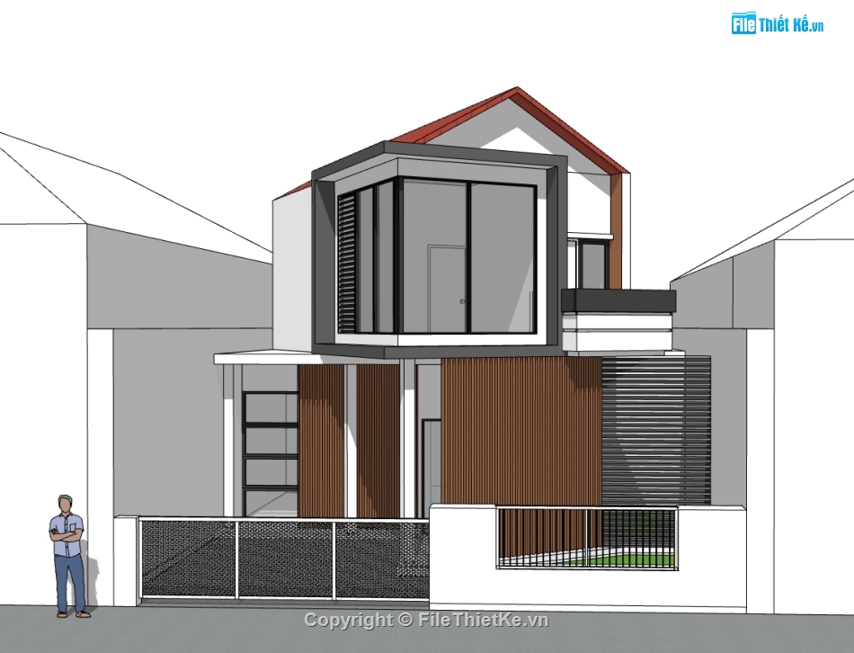 thiết kế nhà 2 tầng,su nhà 2 tầng,sketchup nhà 2 tầng