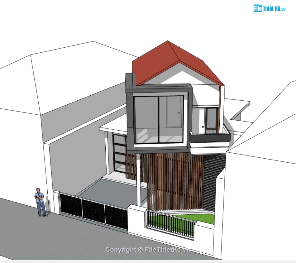 thiết kế nhà 2 tầng,su nhà 2 tầng,sketchup nhà 2 tầng