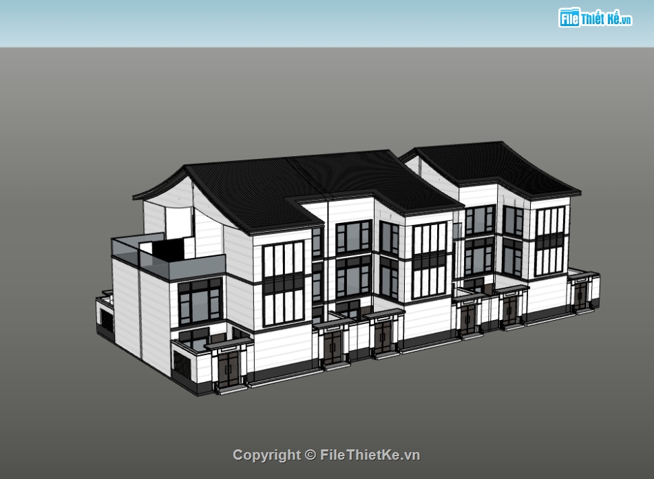 nhà 3 tầng,su nhà 3 tầng,sketchup nhà 3 tầng