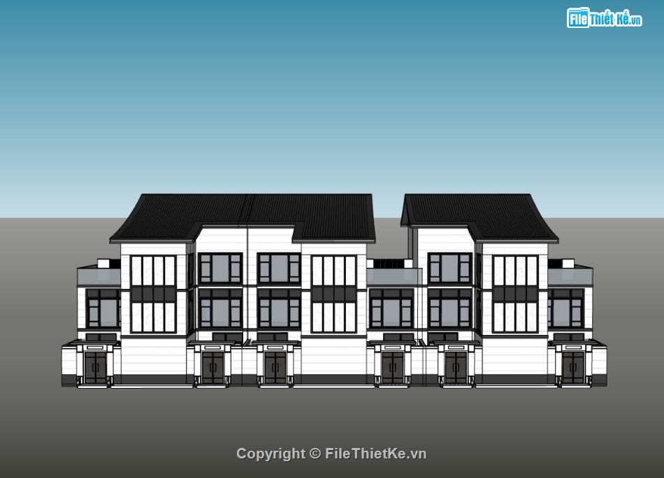 nhà 3 tầng,su nhà 3 tầng,sketchup nhà 3 tầng