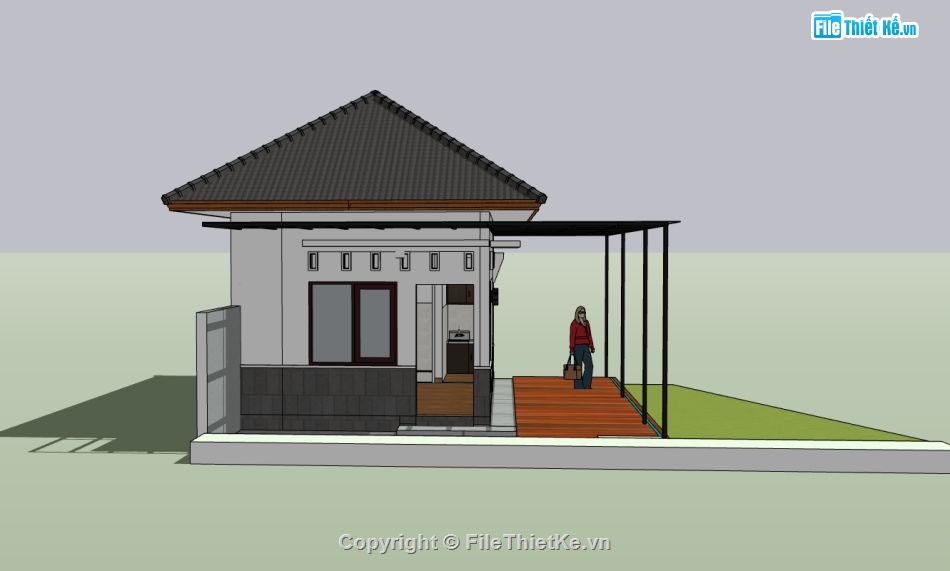 nhà cấp 4,su nhà cấp 4,sketchup nhà cấp 4