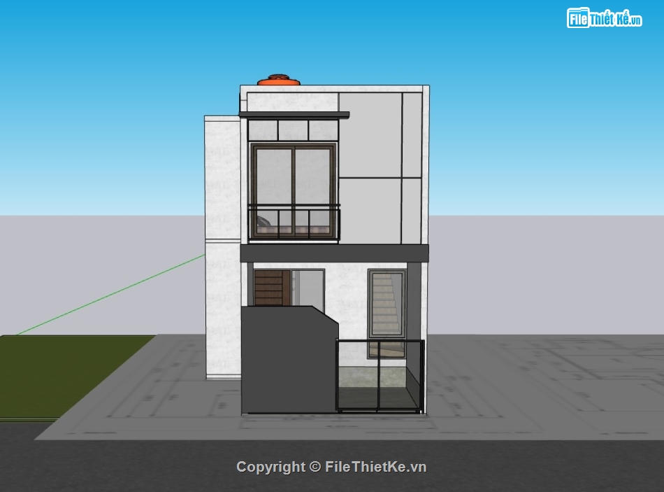 su nhà phố,sketchup nhà phố,su nhà phố 2 tầng,sketchup nhà phố 2 tầng