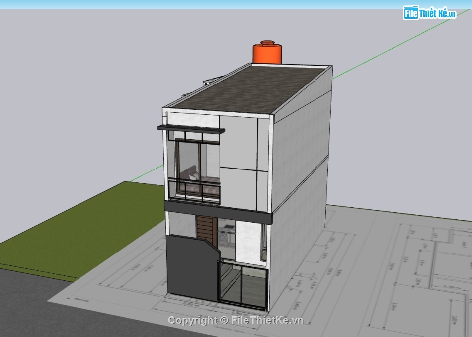 su nhà phố,sketchup nhà phố,su nhà phố 2 tầng,sketchup nhà phố 2 tầng