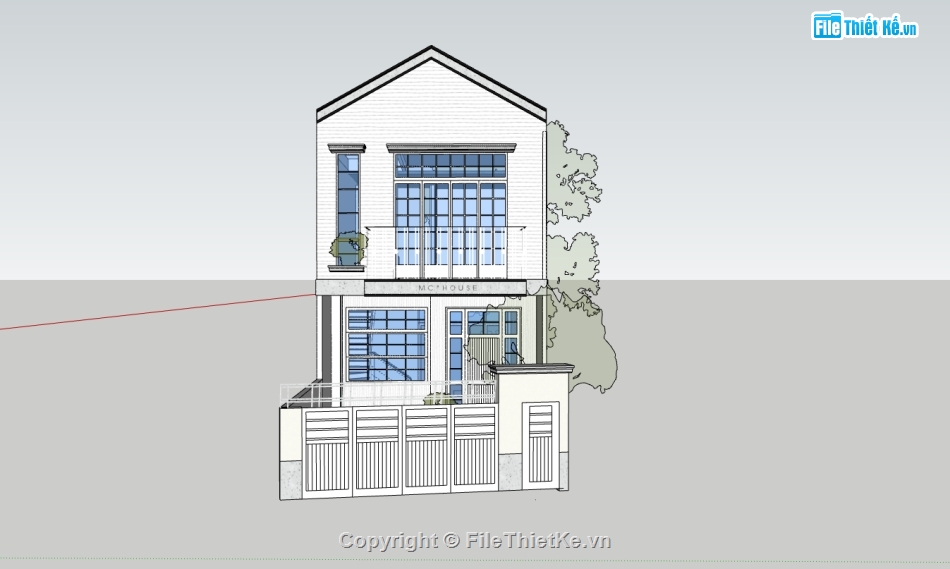 su nhà phố,sketchup nhà phố,nhà phố 2 tầng