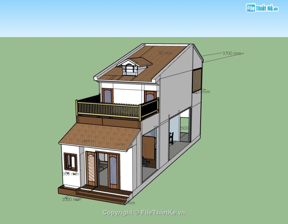 su nhà phố,sketchup nhà phố,su nhà phố 2 tầng,nhà phố 2 tầng