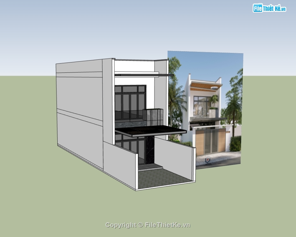 su nhà phố,sketchup nhà phố,su nhà phố 2 tầng,sketchup nhà phố 2 tầng