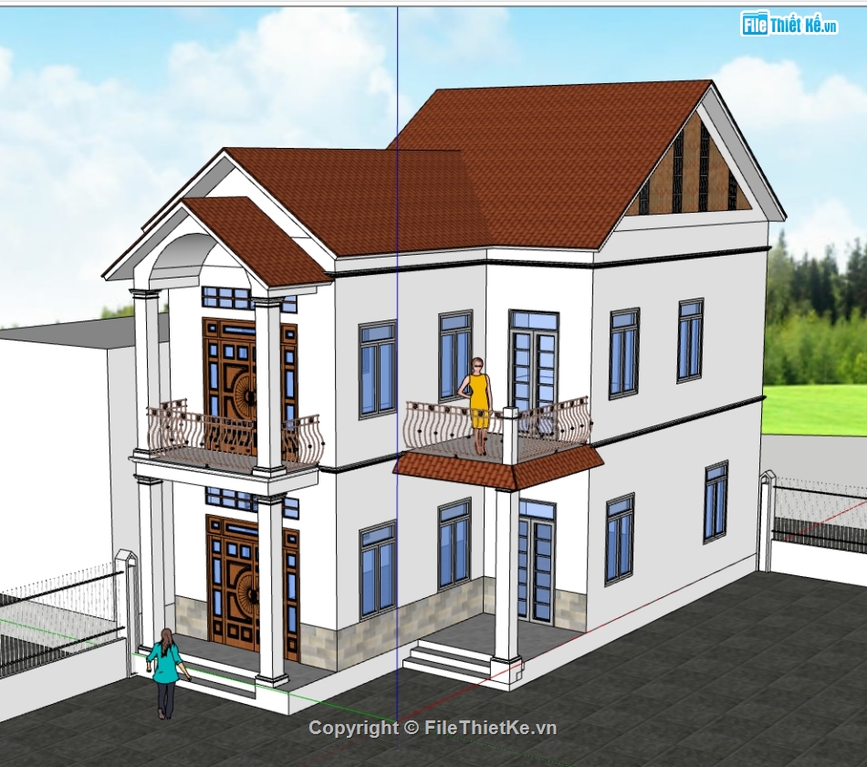 Nhà phố 2 tầng,su nhà phố 2 tầng,sketchup nhà phố 2 tầng,sketchup nhà phố,su nhà phố