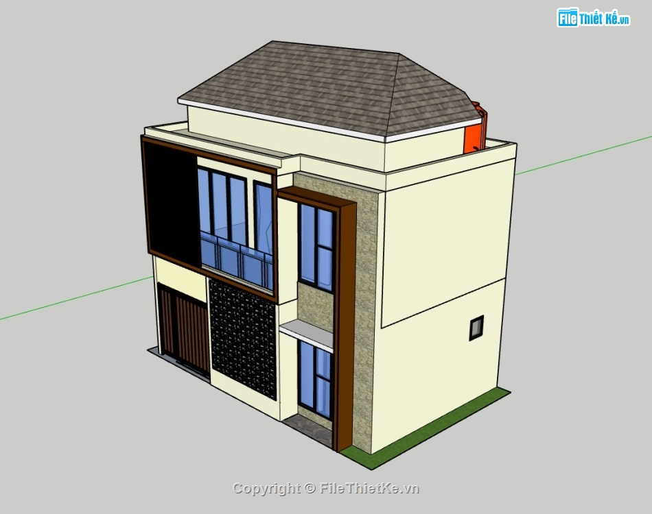 Mẫu nhà phố,su nhà phố,sketchup nhà phố,su nhà phố 2 tầng