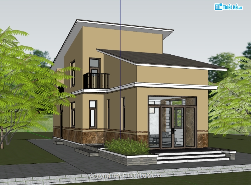 su nhà phố,sketchup nhà phố,nhà phố 2 tầng