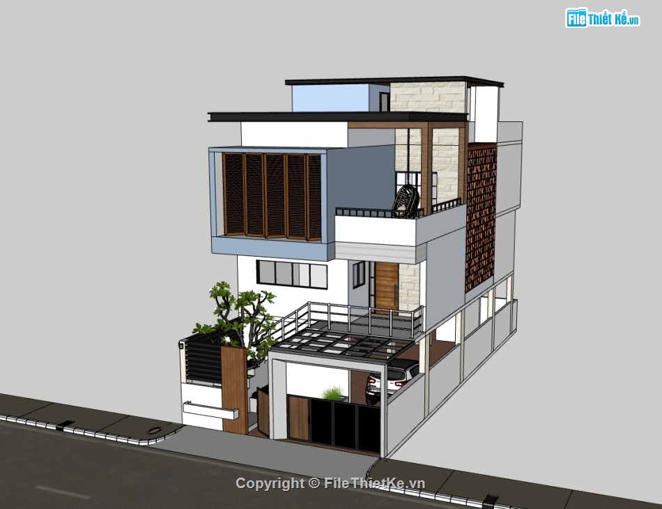 su nhà phố,sketchup nhà phố,su nhà phố 2 tầng