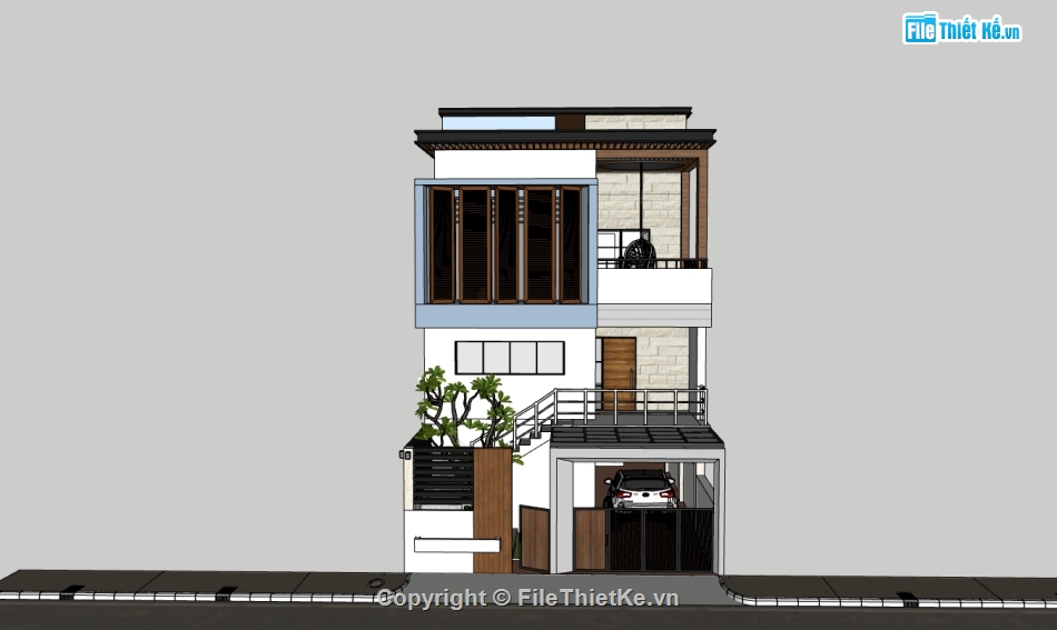 su nhà phố,sketchup nhà phố,su nhà phố 2 tầng