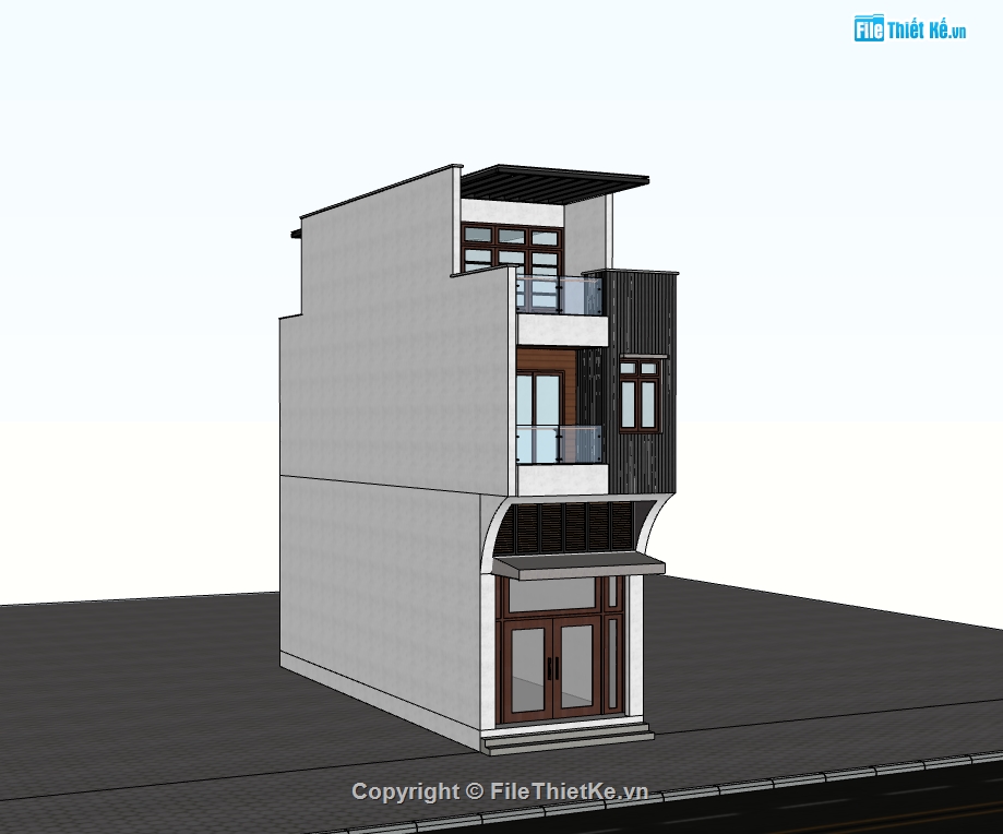 nhà phố 3 tầng,su nhà phố,sketchup nhà phố