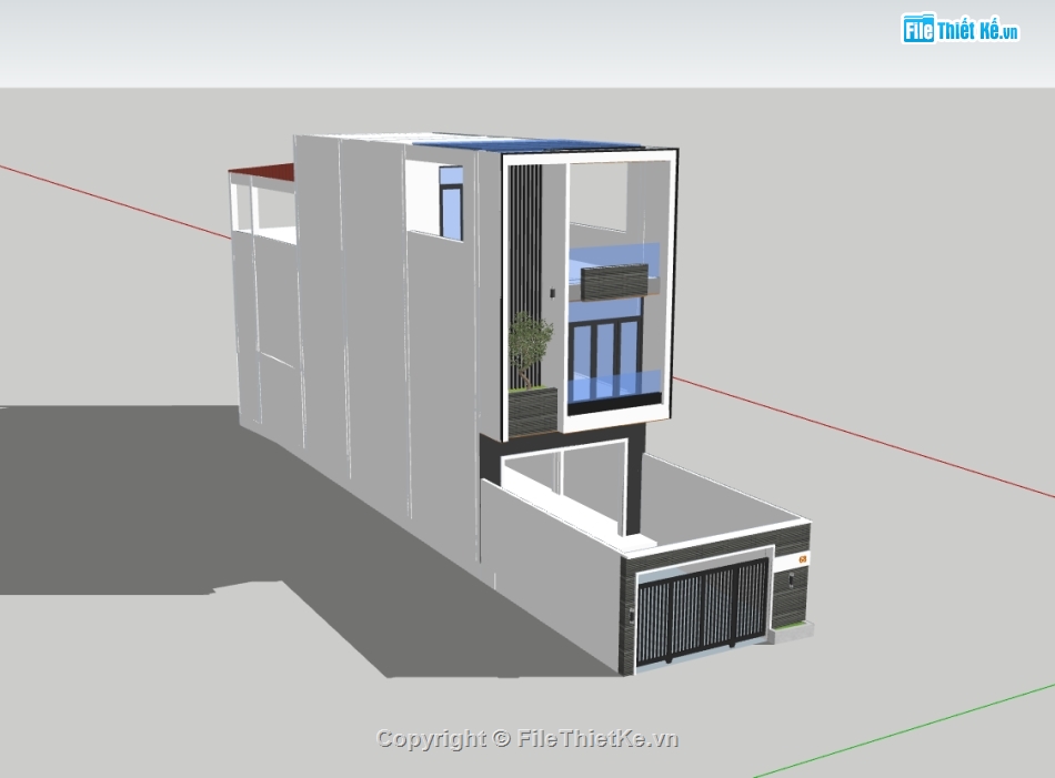 nhà phố 3 tầng,su nhà phố,sketchup nhà phố,sketchup 2 tầng