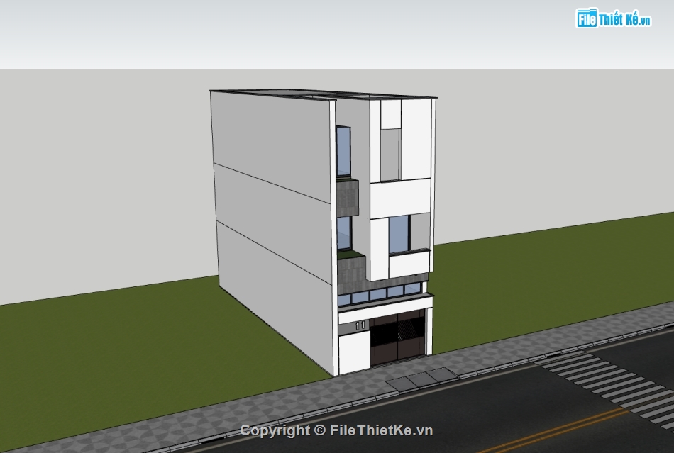 nhà phố 3 tầng,nhà phố 3 tầng sketchup,su nhà phố 3 tầng