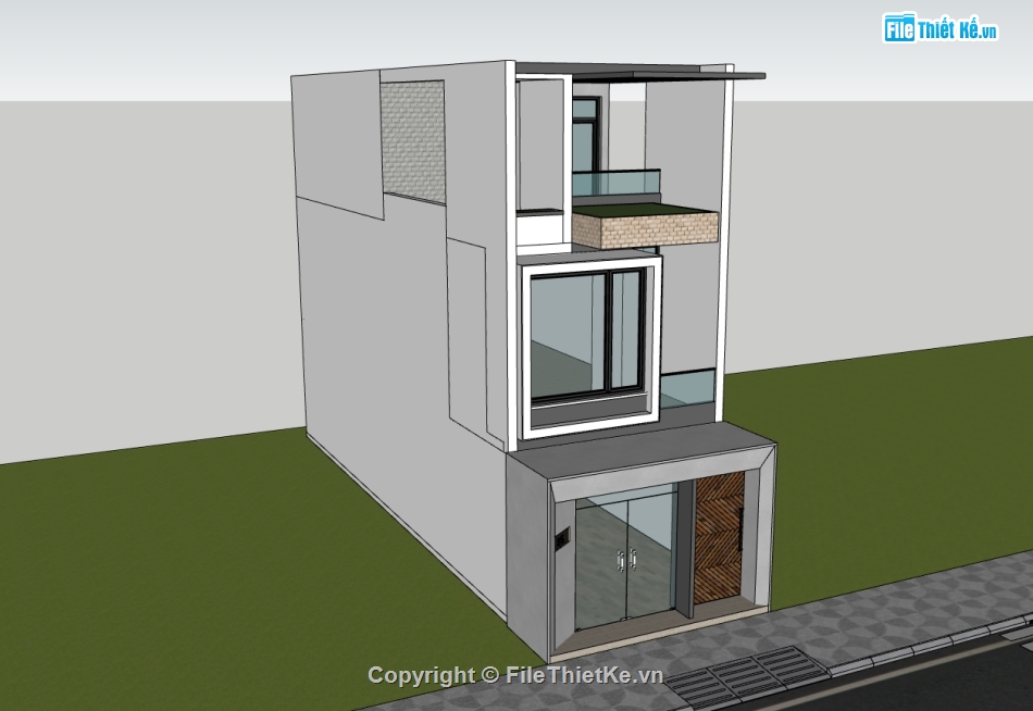 nhà phố 3 tầng,Mẫu nhà phố 3 tầng,sketchup nhà 3 tầng