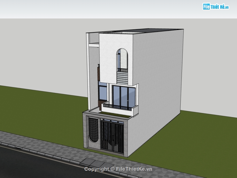 nhà phố 3 tầng,nhà 3 tầng,sketchup nhà phố 3 tầng