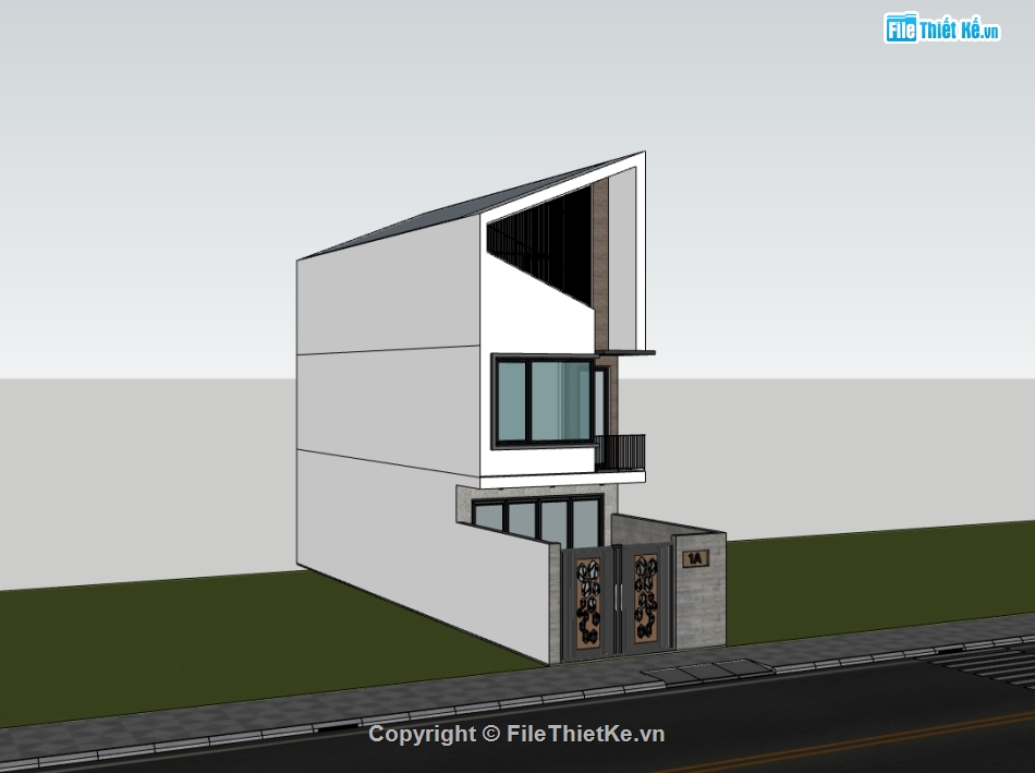 nhà phố 3 tầng,sketchup nhà phố,su nhà phố 3 tầng